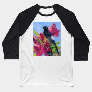 Shama Bird with Ginger Flowers Baseball T-Shirt